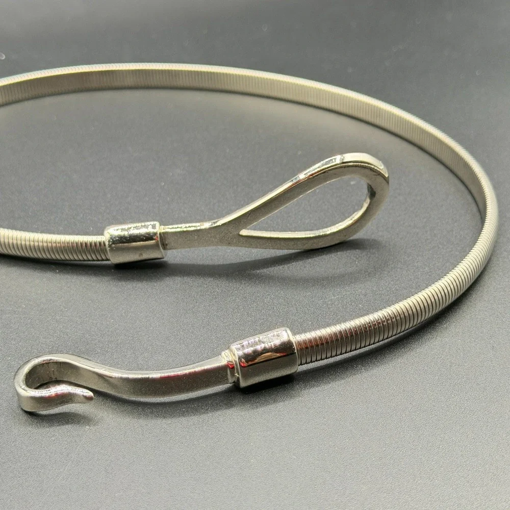 Silver Tone Flexible Snake Chain Necklace Hook Clasp Modern Minimalist Gift
